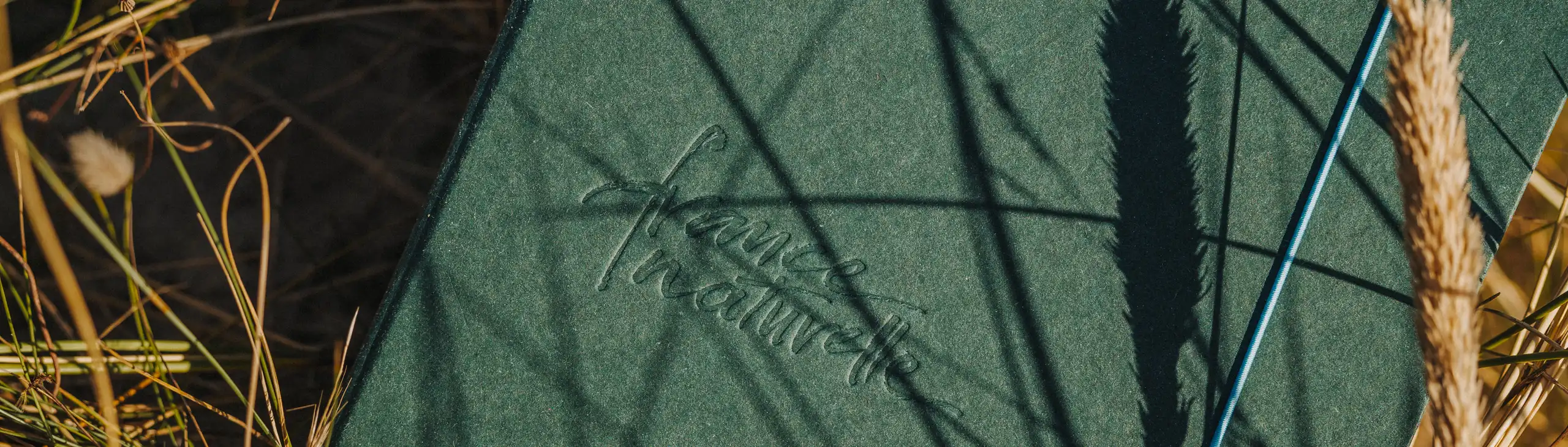 Grüne Reisemappe in Nahaufnahme