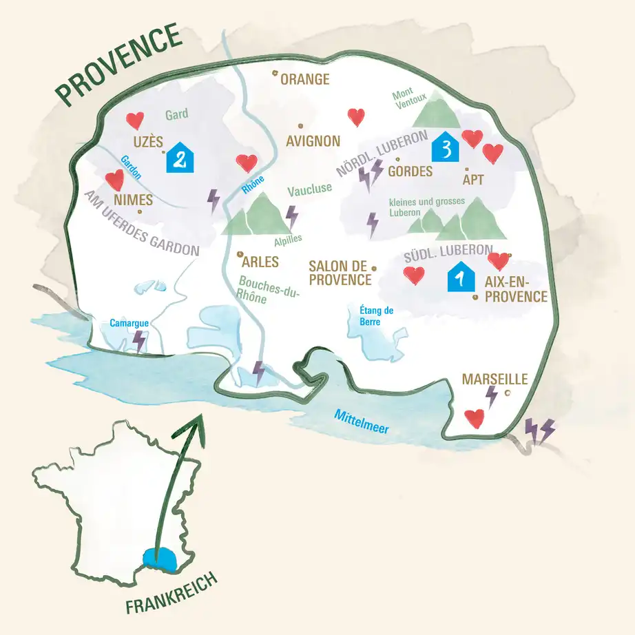 Provence Karte schönste Reiseziele
