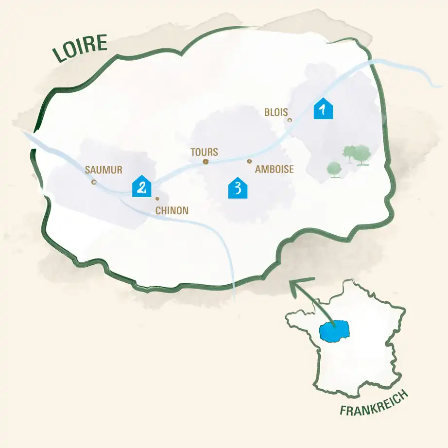 Loire Karte mit weniger Details