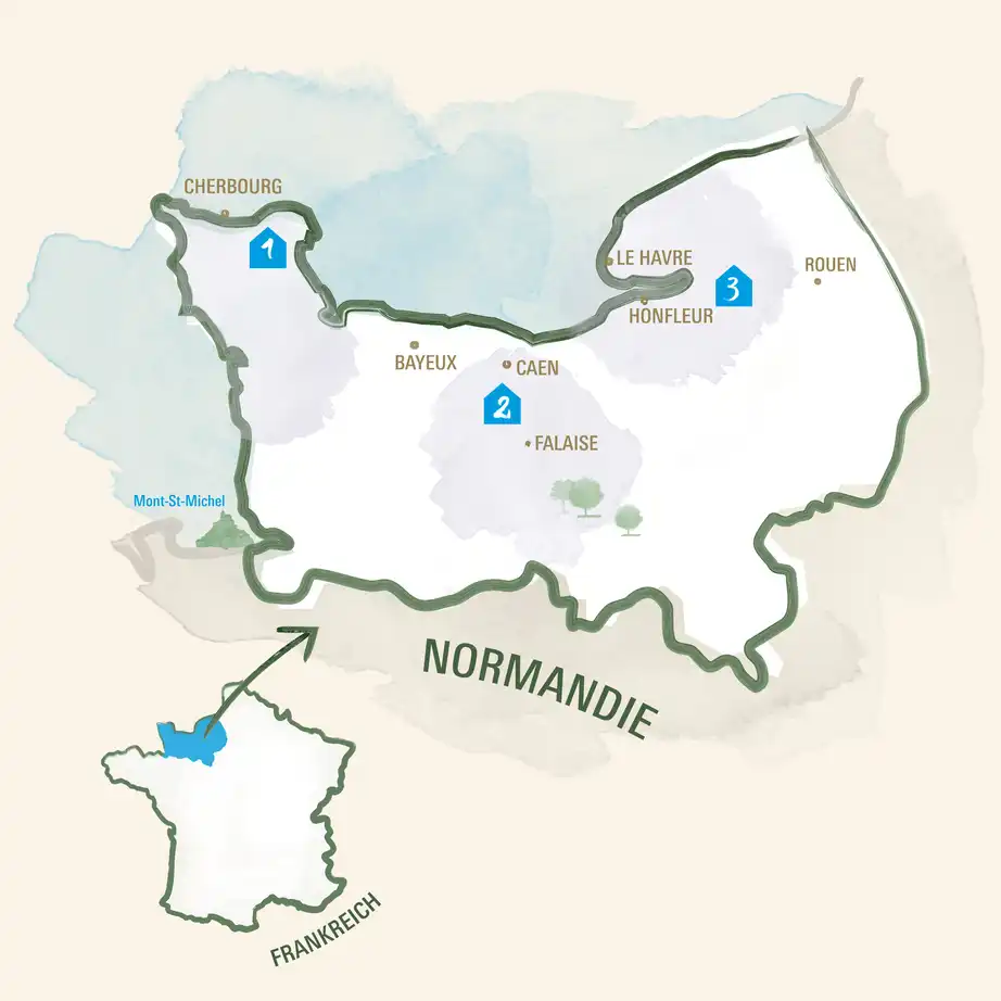 Normandie Karte mit Frankreichkarte