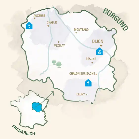 Burgund Karte wenig detailliert 