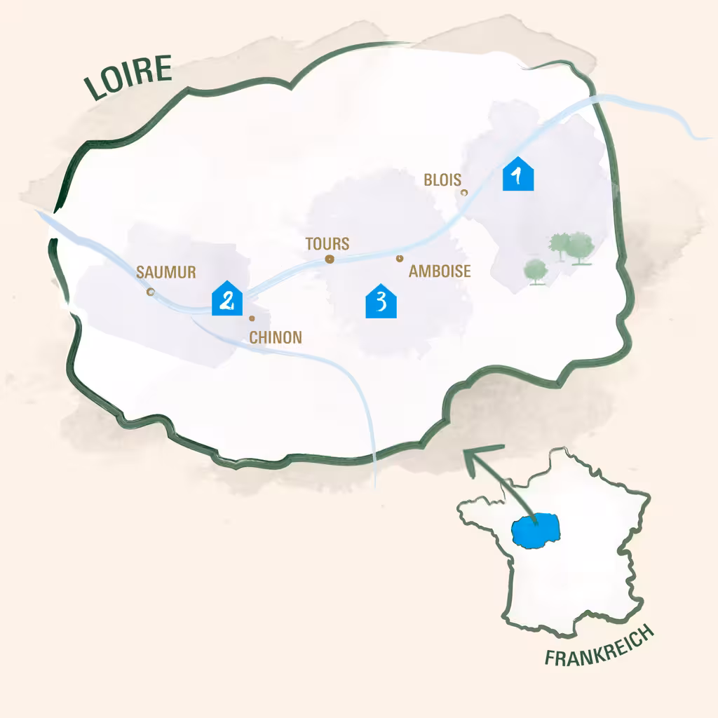 Loire Karte mit weniger Details