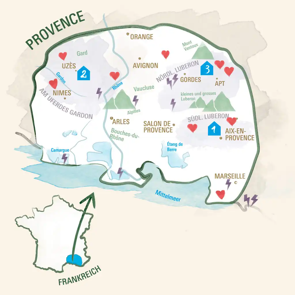 Provence Karte schönste Reiseziele