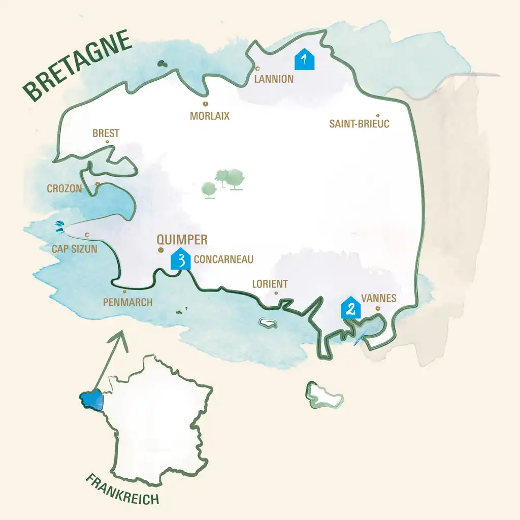 Bretagne Karte mit wenigen Details