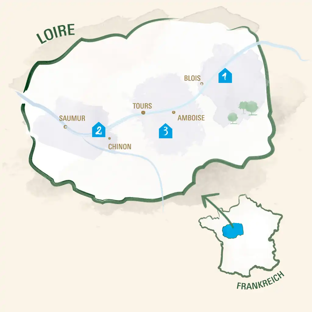 Loire Karte mit weniger Details