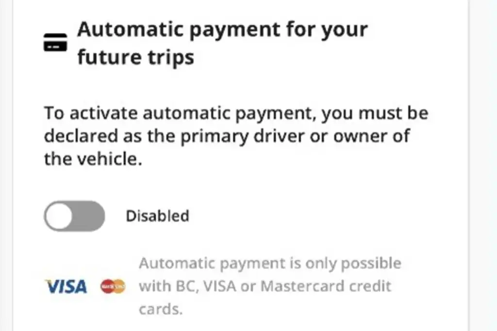 Screenshot zur Zahlung der Maut Flux Libre