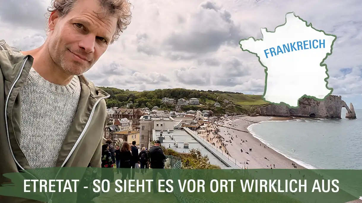 Thomas berichtet in Etretat über die Tourismus-Entwicklung