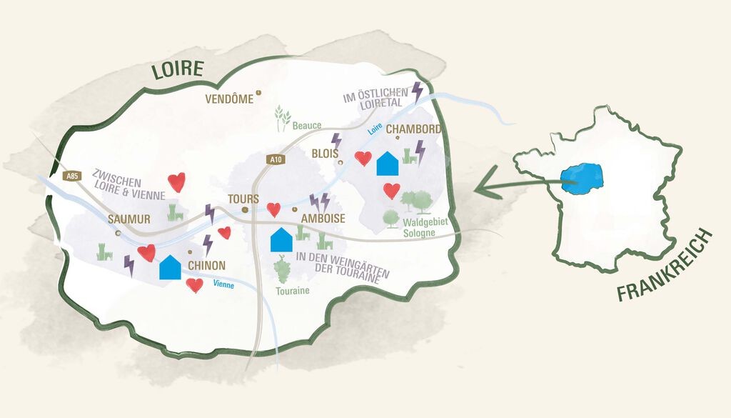 Karte-Loire-Frankreich-Reiseziel-Schloss