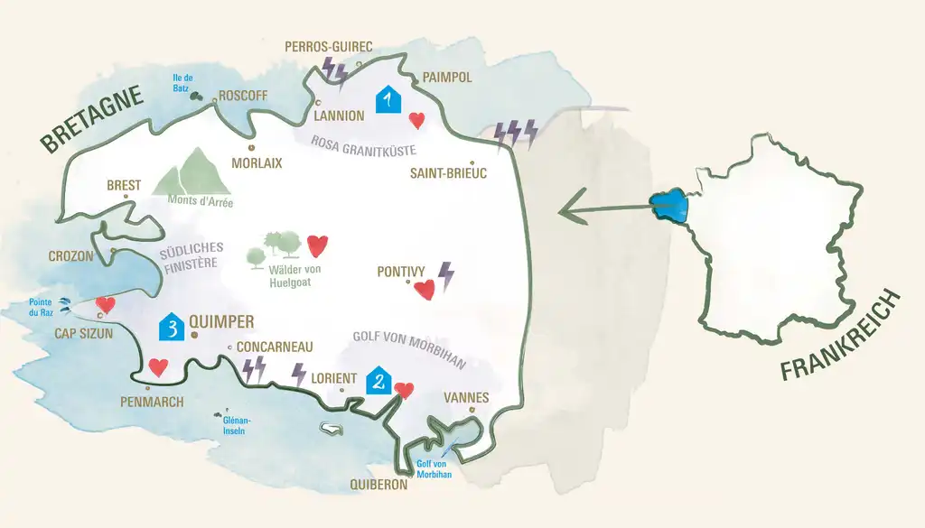 Karte-Bretagne-Frankreich-Reiseziele